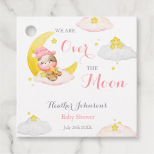 Over The Moon Girl Cow Baby Shower Favour Tags