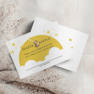 Over The Moon Girl Teddy Bear Yellow Diaper Raffle Enclosure Card