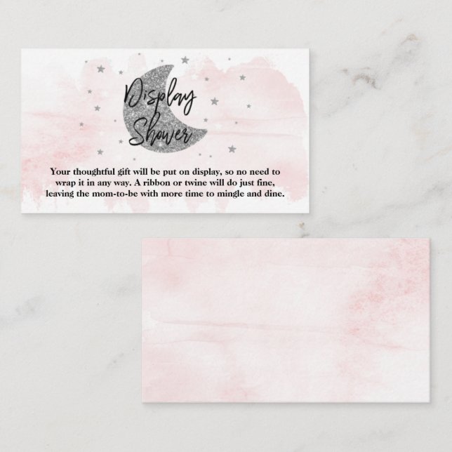 Over The Moon | Girls Baby Shower Display Shower Enclosure Card (Front/Back)