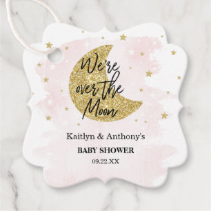 Over The Moon Girls Baby Shower Favour Tags