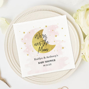 Over The Moon Girls Baby Shower Napkin