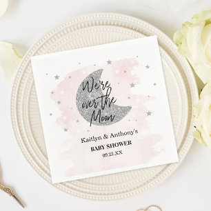 Over The Moon   Girls Baby Shower Napkins