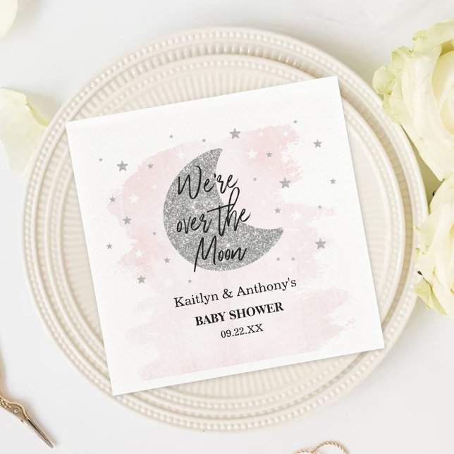 Over The Moon | Girls Baby Shower Napkins (Creator Uploaded)