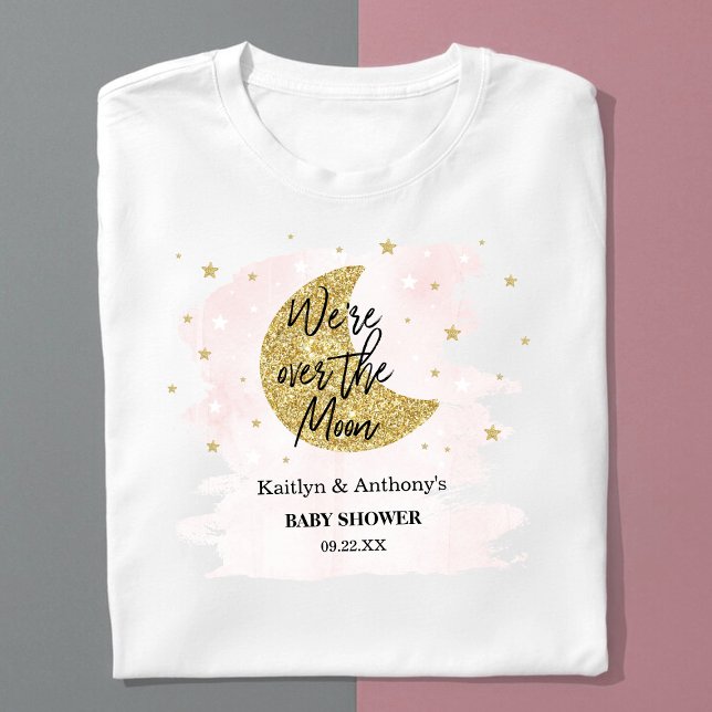 Over The Moon | Girls Baby Shower T-Shirt (Creator Uploaded)