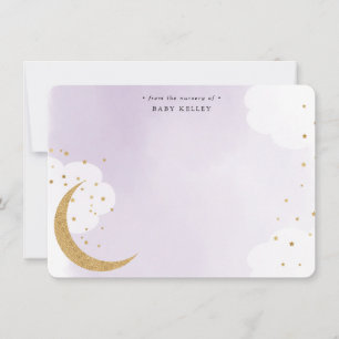 Over the Moon Gold Glitter, Purple Personalised Card