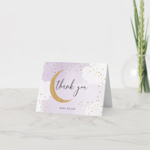 Over the Moon Gold Glitter, Purple Personalised Note Card
