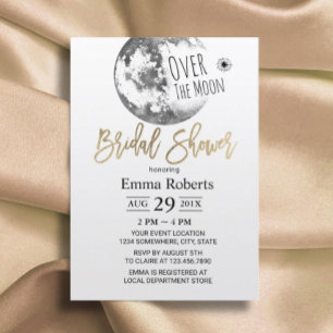 Over the Moon Minimalist Bridal Shower Invitation