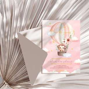 Over the Moon Monkey Baby Shower Invitation