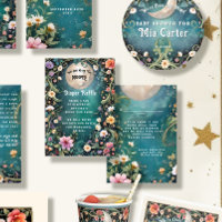 Over the Moon Moonlit Night Pink Flowers Baby Girl