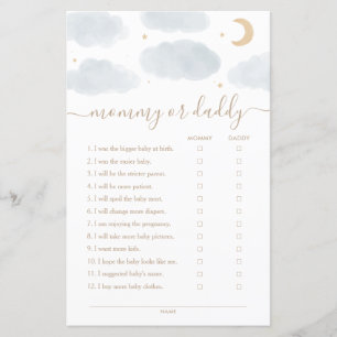 Over the Moon Mummy or Daddy Baby Shower Game