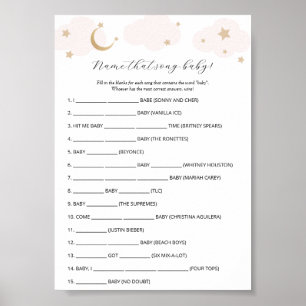 Over the Moon Name that Song Baby Shower Game Poster