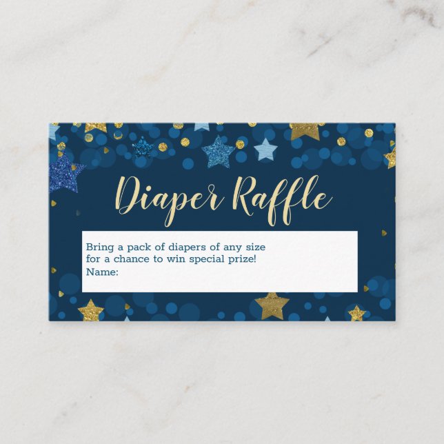 Over The Moon Navy Blue Baby Shower Diaper Raffle Enclosure Card (Front)