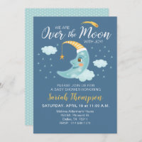 Over the Moon Navy Blue Boy Baby Shower