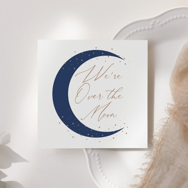Over the Moon Navy Blue Boy Baby Shower Napkin (Creator Uploaded)