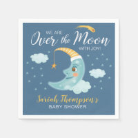 Over the Moon Navy Blue Boy Baby Shower