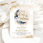 Over the Moon Navy Blue Photo Baby Boy Shower  Invitation<br><div class="desc">Over the Moon Gold & Navy Blue Baby Boy Shower Invitation</div>