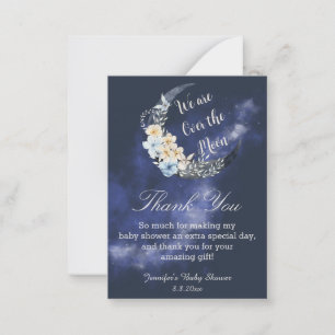 over the moon navy floral thank you baby shower  card