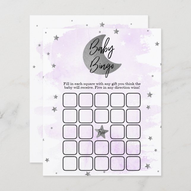 Over The Moon | Neutral Baby Shower Bingo (Front/Back)