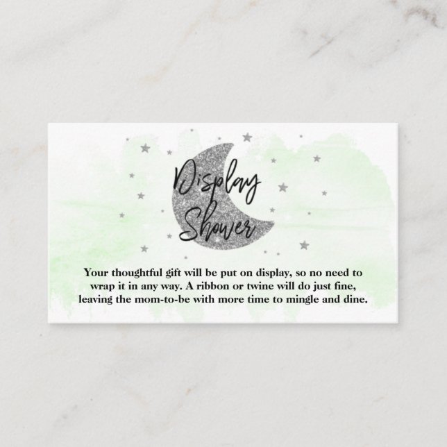 Over The Moon | Neutral Baby Shower Display Shower Enclosure Card (Front)