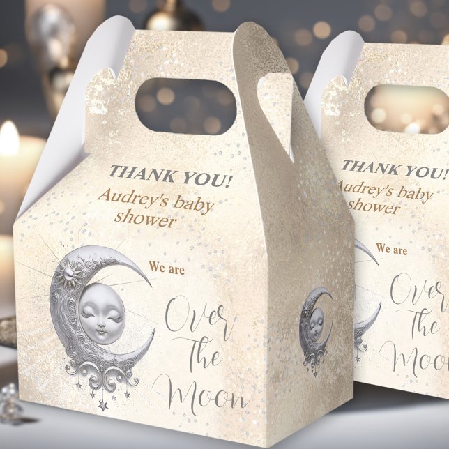 Over The Moon Neutral Baby Shower Favour Box (Over The Moon Neutral Baby Shower Favor Box)