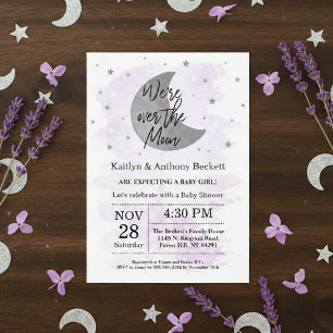 Over The Moon   Neutral Baby Shower Invitation