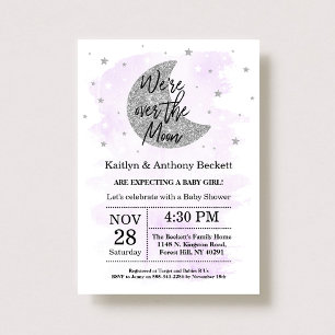 Over The Moon   Neutral Baby Shower Invitation