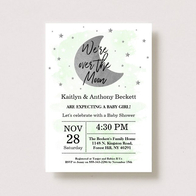 Over The Moon | Neutral Baby Shower Invitation (Creator Uploaded)