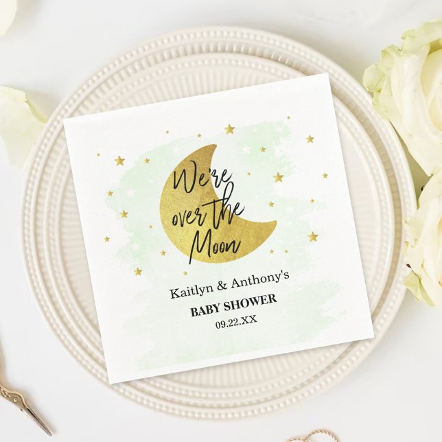 Over The Moon | Neutral Baby Shower Napkins (Creator Uploaded)