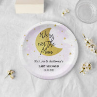 Over The Moon | Neutral Baby Shower Paper Plate