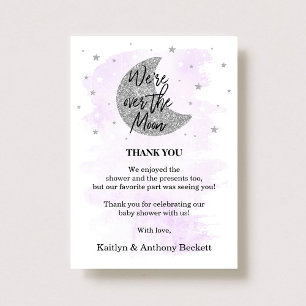 Over The Moon   Neutral Baby Shower Thank You Card