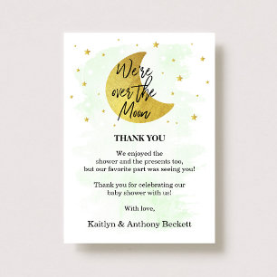 Over The Moon   Neutral Baby Shower Thank You Card
