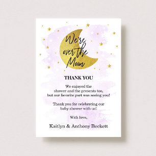 Over The Moon   Neutral Baby Shower Thank You Card