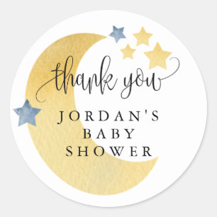 Over the Moon, Personalised Baby Shower Favour Classic Round Sticker