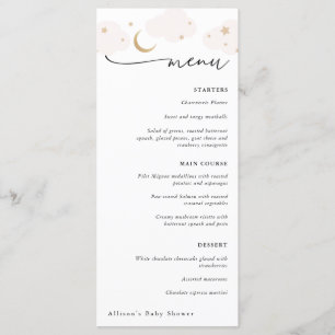 Over the Moon Pink and Gold Baby Shower Menu
