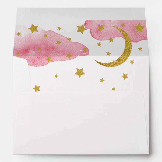 Over the Moon Pink and Gold Lined Envelope (Back (Bottom))