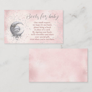 Over The Moon Pink Baby Shower Books for baby Enclosure Card