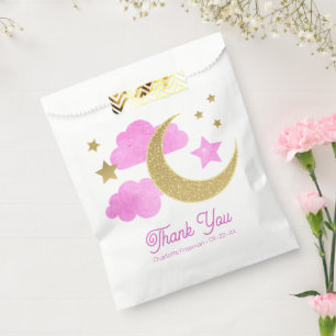 Over the Moon Pink Baby Shower Favour Bags