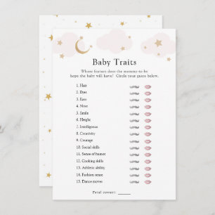 Over the Moon Pink Baby Traits Shower Game Card