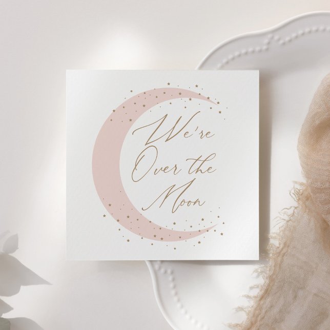 Over the Moon Pink Girl Baby Shower Napkin (Creator Uploaded)