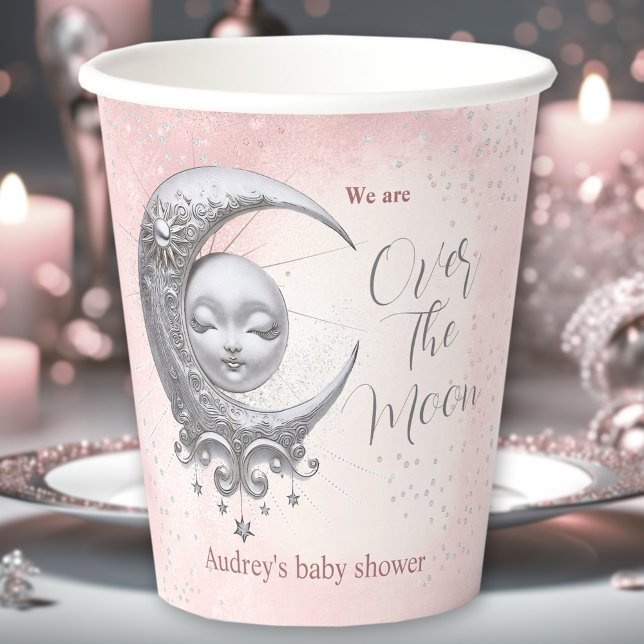 Over The Moon Pink Girl Baby Shower Paper Cups (Over The Moon Pink Girl Baby Shower Paper Cups)