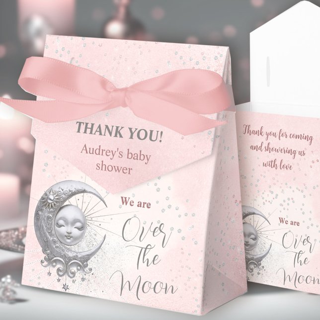 Over The Moon Pink Girl Baby Shower Tent Favour Bo Box (Over The Moon Pink Girl Baby Shower Tent Favor Box)