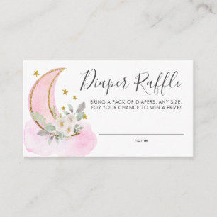 Over the Moon Pink Gold Diaper Raffle Baby Shower Enclosure Card
