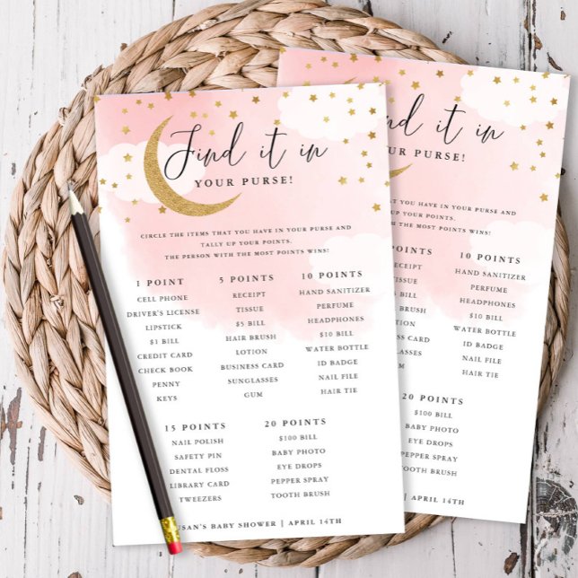 Over the Moon Pink Purse Scavenger Hunt Game Card (Creator Uploaded)