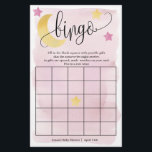 Over The Moon, Pink Stars Bingo Paper Game Card<br><div class="desc">Have some fun at your shower with this fun bingo game! Add your personalised text using the template form. Use the value paper to make it easier to write on.</div>