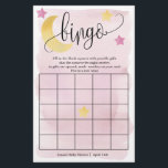 Over The Moon, Pink Stars Bingo Paper Game Card<br><div class="desc">Have some fun at your shower with this fun bingo game! Add your personalised text using the template form. Use the value paper to make it easier to write on.</div>