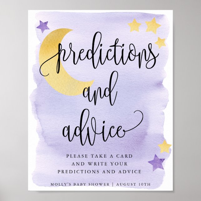 Over the Moon Purple Predictions & Advice Display Poster (Front)