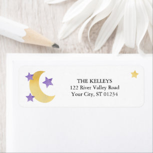 Over the Moon Purple Stars Return Address
