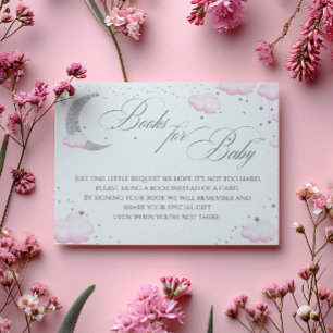 Over the Moon Silver Pink Books For Baby Enclosure Card