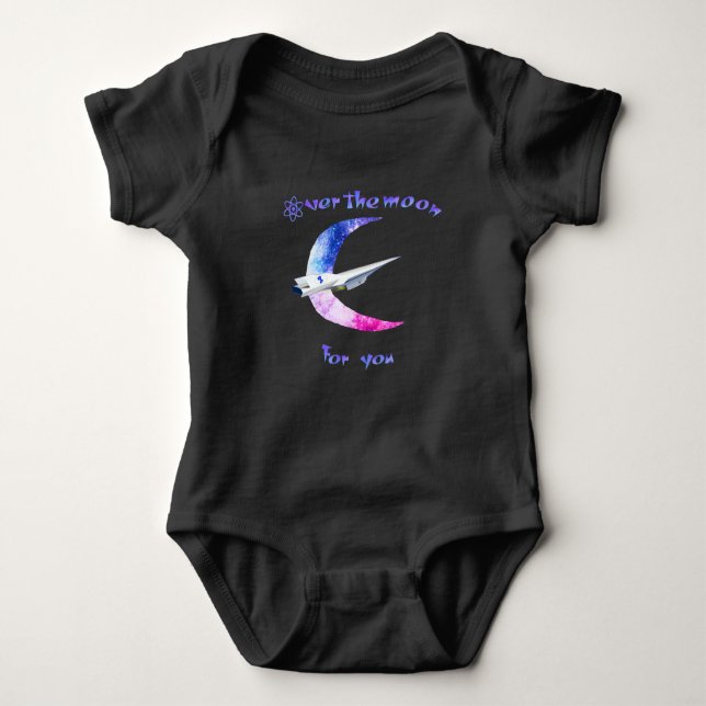 Over the moon space baby body suit baby bodysuit (Front)