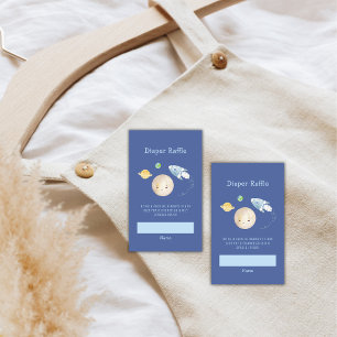 Over The Moon Spaceship Diaper Raffle Baby Shower Enclosure Card